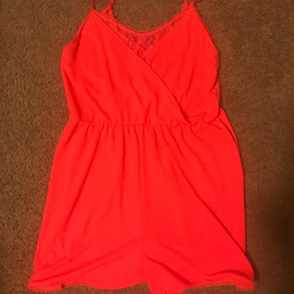 Neon pink lacey romper